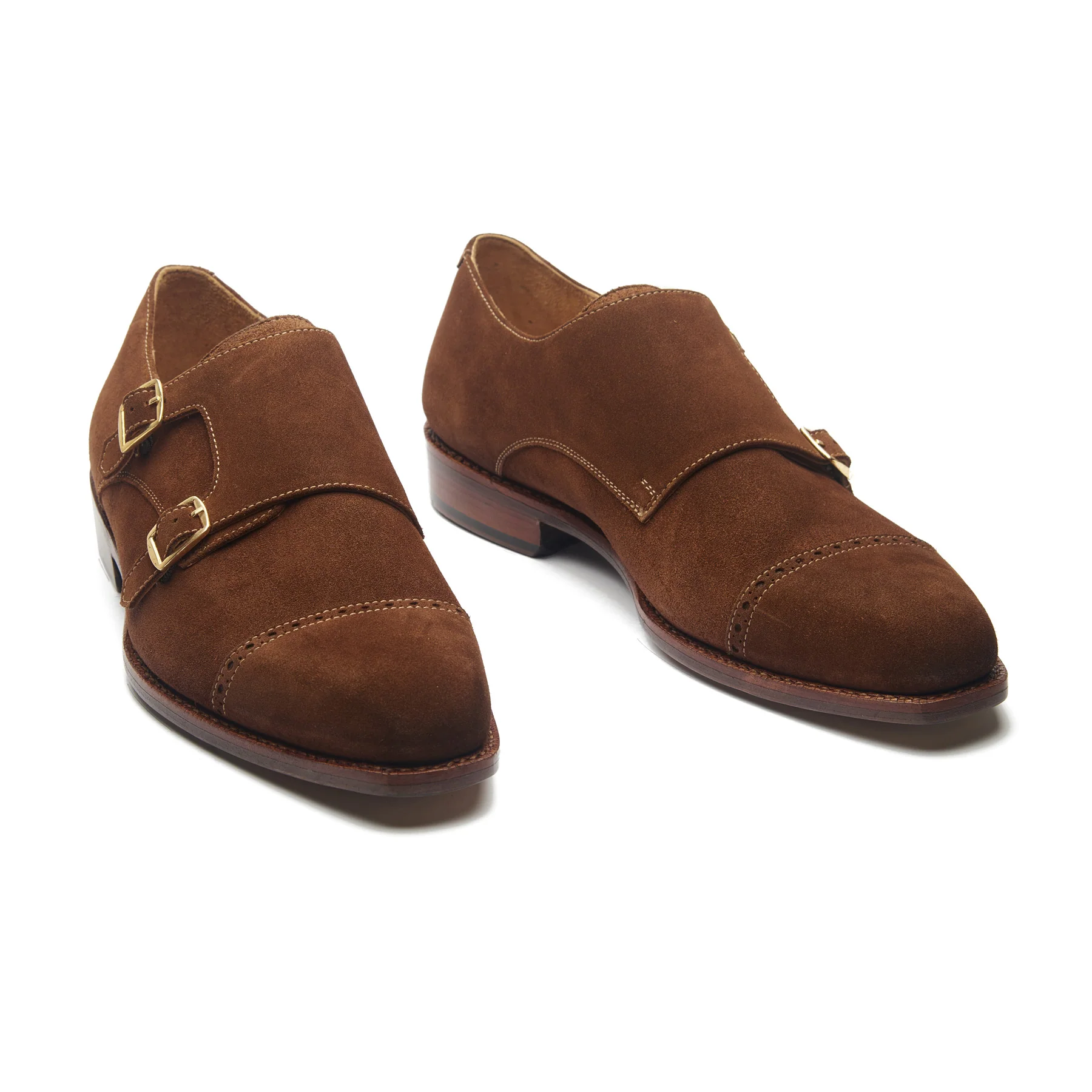 Aspen, Double Monk Strap - French Brown Calf Suede | Hand Welted Summer Classics - Image 4