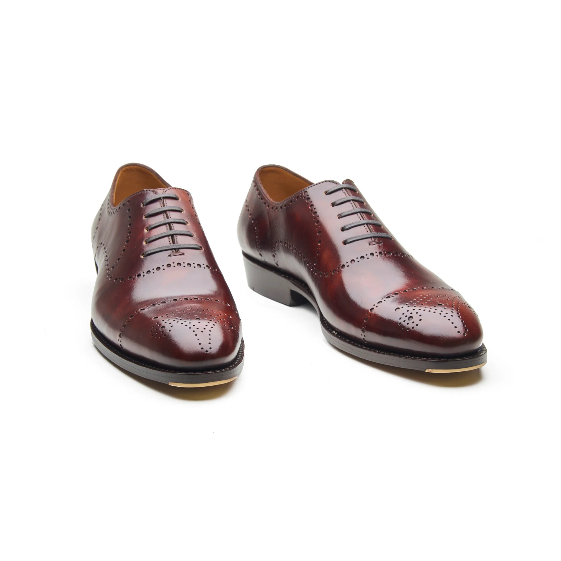 Constello, True Seamless | Faux Cap-toe Semi Brogue, Hand Welted - Chestnut Musuem Calf - Image 3