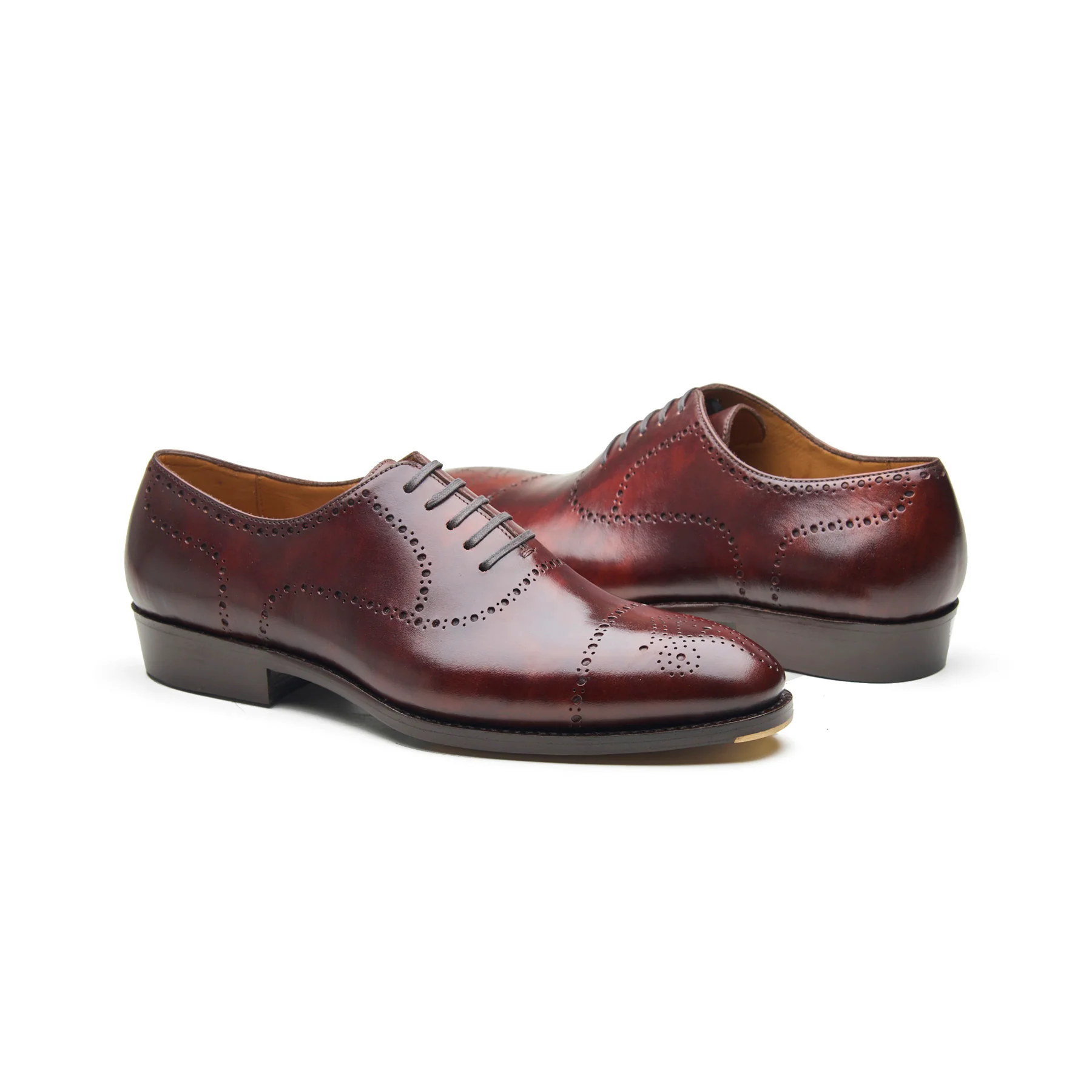 Constello, True Seamless | Faux Cap-toe Semi Brogue, Hand Welted - Chestnut Musuem Calf - Image 4