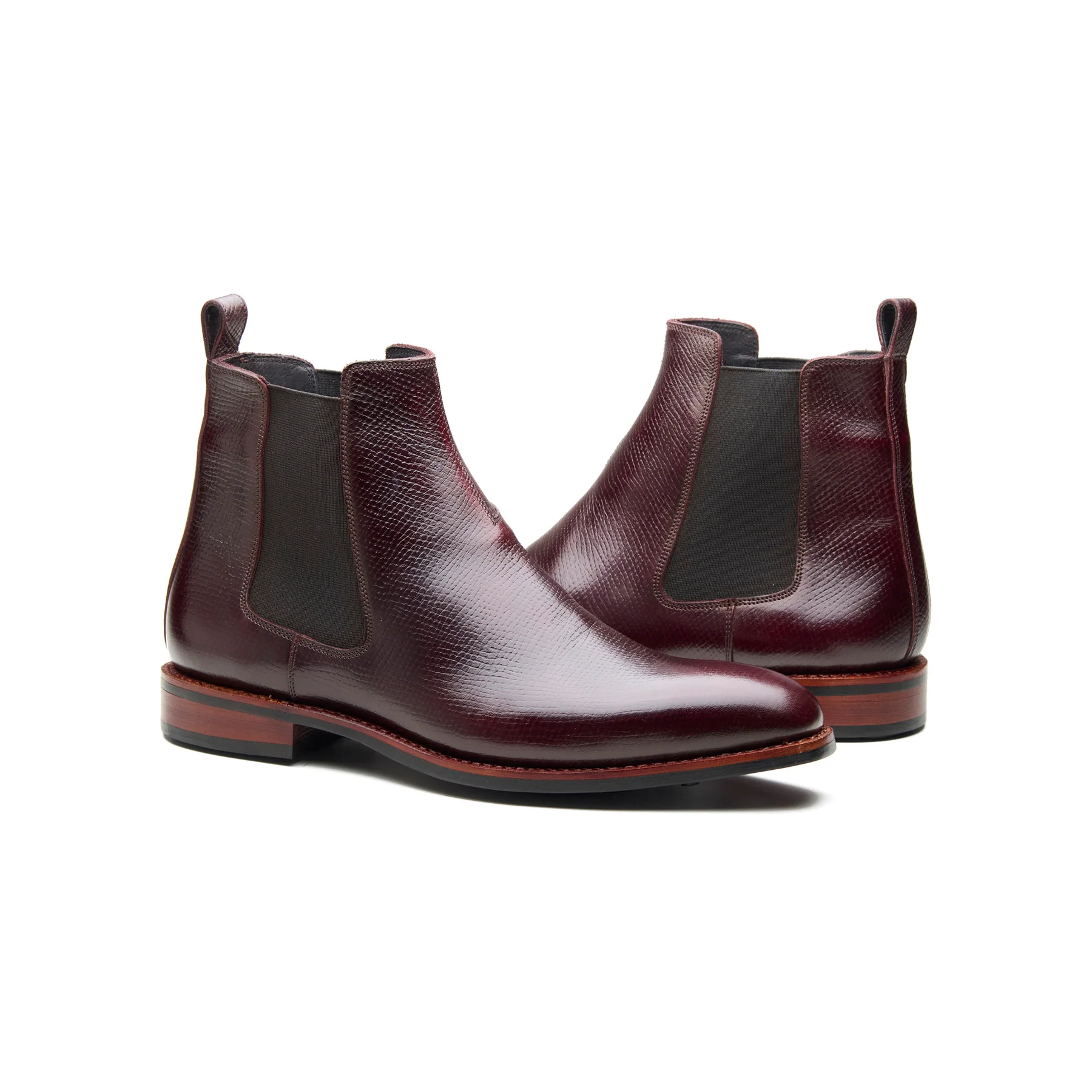 Destrier, Chelsea Boot - Burgundy Hatchgrain | Hand Welted Contemporary Classics - Image 4