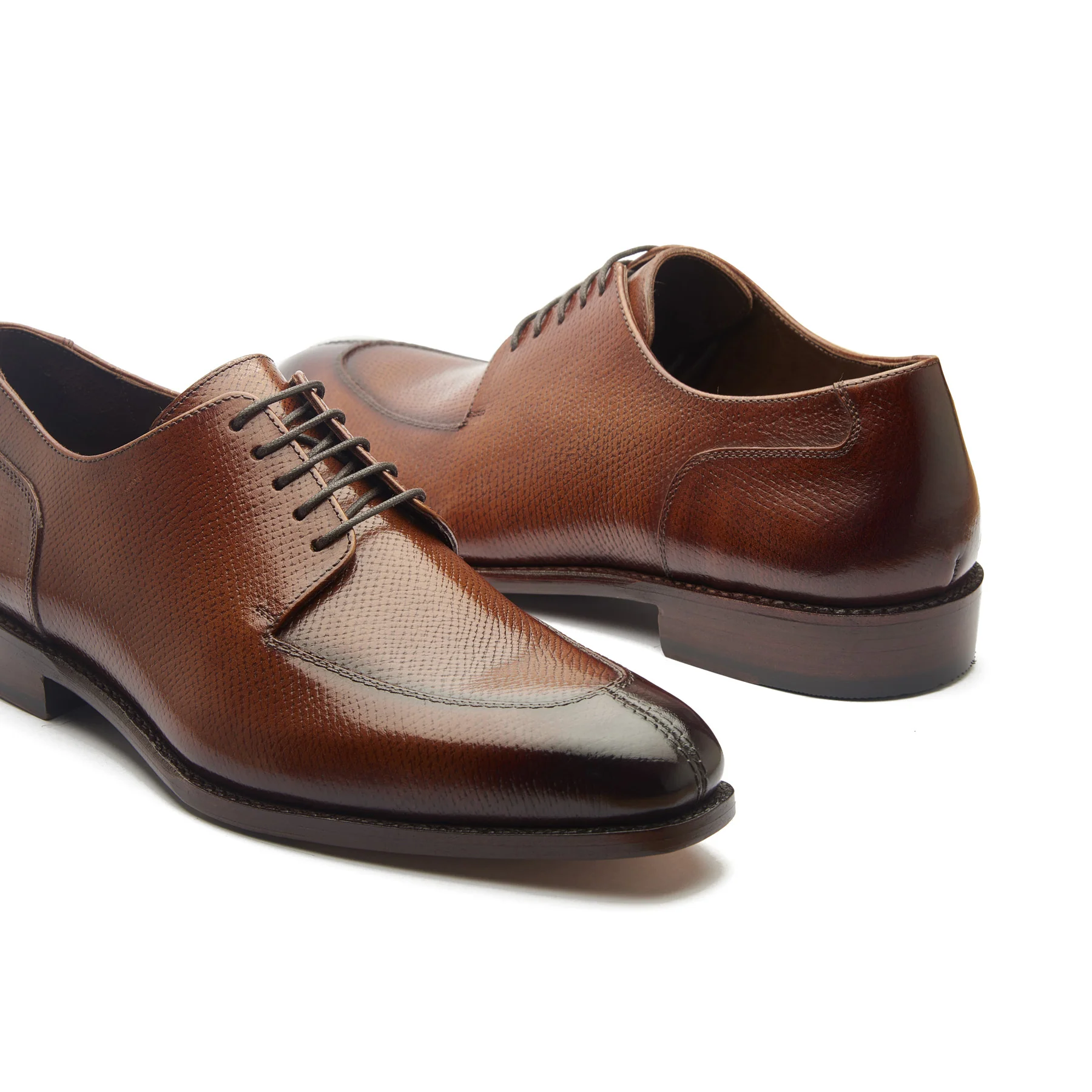 Ingrid-X, Split Toe Blucher Derby - Cognac Hatch Grain | Hand Welted Contemporary Classics - Image 3