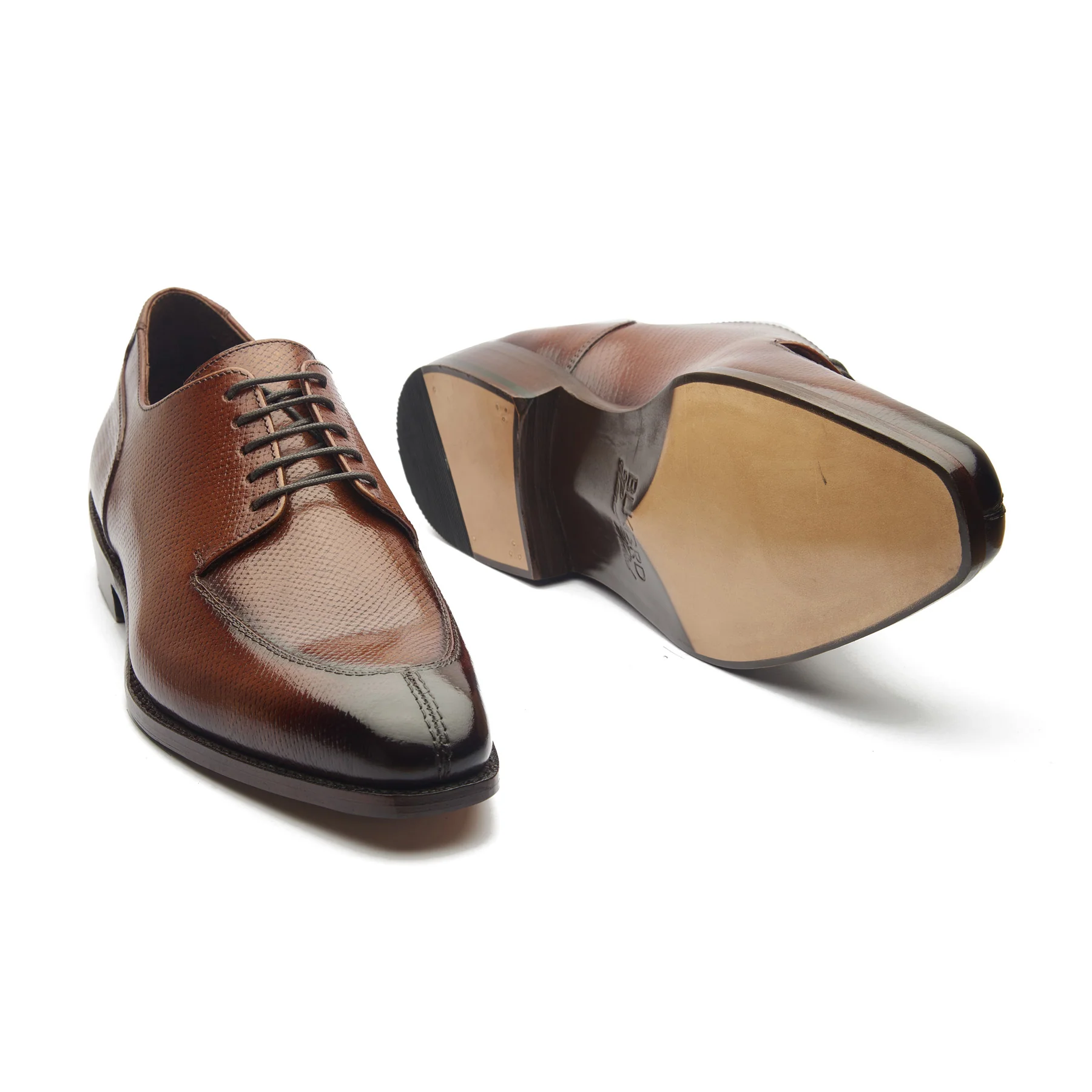 Ingrid-X, Split Toe Blucher Derby - Cognac Hatch Grain | Hand Welted Contemporary Classics - Image 4