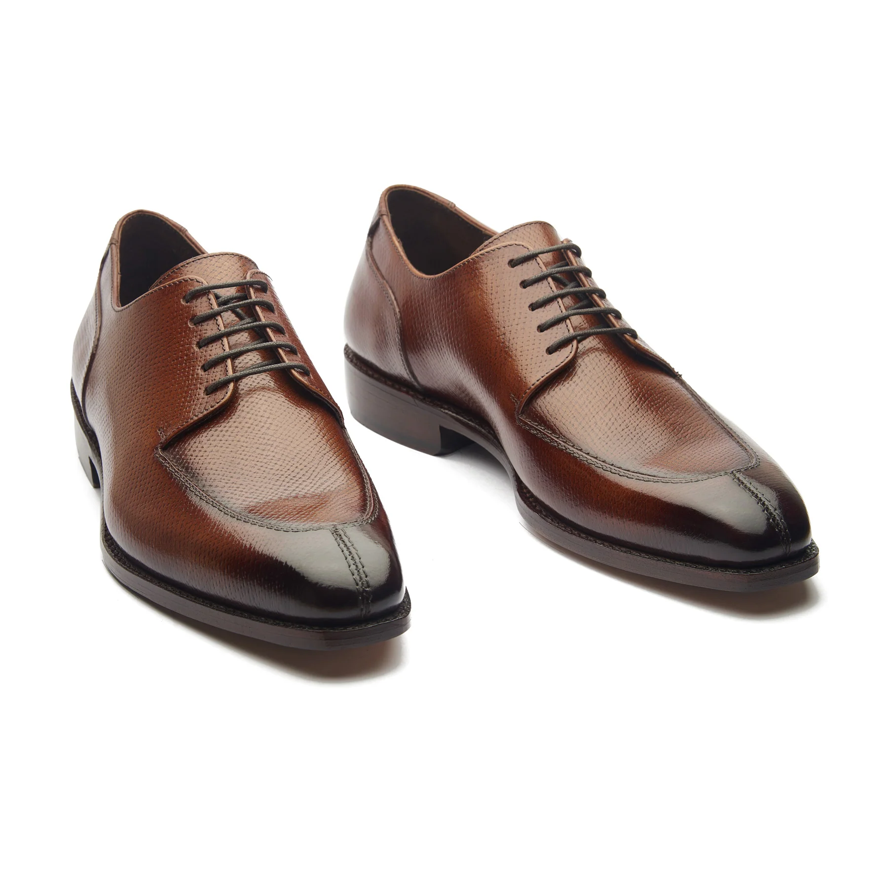 Ingrid-X, Split Toe Blucher Derby - Cognac Hatch Grain | Hand Welted Contemporary Classics - Image 5